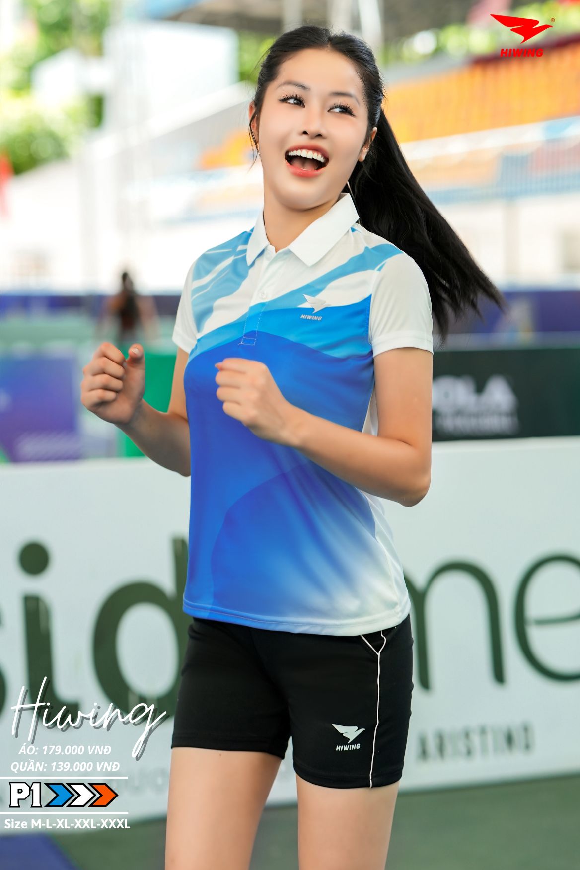 Áo cầu lông Pickleball tenis Nữ Hiwing P1 Màu trắng